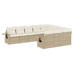 Maison Chic Salon de jardin avec coussins 10 pcs | Ensemble de Table et chaises | Mobilier d'Extérieur beige résine tressée -GKD49733