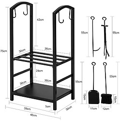 Avis SoBuy SDA01-SCH Porte Bûches Serviteur de Cheminée avec 4 Outils Ensemble d‘outils pour Intérieur Extérieur