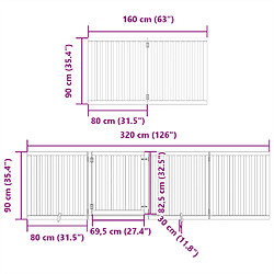 vidaXL Barrière pour chien porte pliable 12 panneaux bois de peuplier pas cher