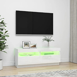 Avis vidaXL Meuble TV avec lumières LED blanc brillant 100x35x40 cm