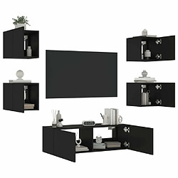 Maison Chic Lot de 5 Meuble TV muraux, Banc TV avec lumières LED pour salon, Meuble de rangement noir -GKD54254