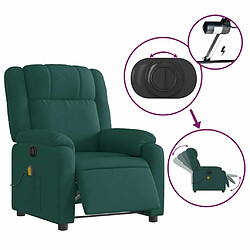 Maison Chic Fauteuil Relax pour salon, Fauteuil de massage inclinable électrique Vert foncé Tissu -GKD32628 pas cher