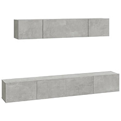 vidaXL Ensemble de meubles TV 4 pcs Gris béton Bois d'ingénierie