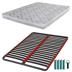 Ebac Matelas mousse + Sommier métal C39 140x190 Melissa - Hauteur 13 cm - Soutien ferme