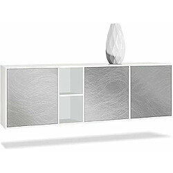 Mpc Corps En Blanc Mat/façades Métal Rêche (LxHxP) 182x53x35 cm