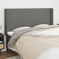 Maison Chic Tête de lit scandinave avec oreilles,meuble de chambre Gris foncé 163x16x118/128 cm Tissu -MN83119