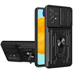 Coque en TPU anti-rayures avec béquille, porte-carte et glissière pour appareil photo noir pour votre Samsung Galaxy A53 5G