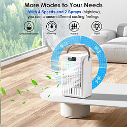 Avis Climatiseur Portable( 1,5 L), évaporateur de refroidisseur d'Air 4-en-1, Ventilateur de Refroidissement d'Air et humidificateur, 4 Modes de Vitesse 7 Couleurs LED Mini Ventilateur de Climatiseur Silencieux