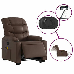 Maison Chic Fauteuil Relax pour salon, Fauteuil inclinable de massage électrique marron similicuir -GKD19344 pas cher