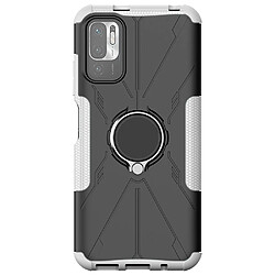 Coque en TPU anti-chocs avec béquille pour votre Xiaomi Poco M3 Pro 4G/5G/Redmi Note 10T 5G/Redmi Note 10 5G - blanc