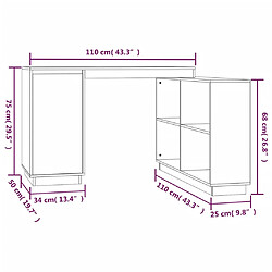 vidaXL Bureau 110x50x75 cm Bois massif de pin pas cher