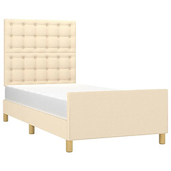 Avis Maison Chic Lit adulte - Cadre Structure de lit avec tête de lit Contemporain Crème 80x200 cm Tissu -MN41704