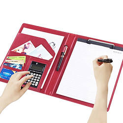 Avis Wewoo Porte-documents en cuir de style professionnel avec bloc-notes et calculatrice A4 de 30 pages (rouge)