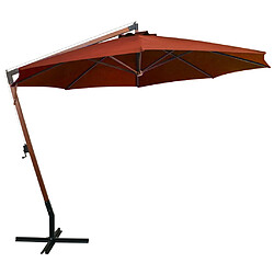 vidaXL Parasol de jardin suspendu avec mât terre cuite bois de sapin