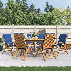 Maison Chic Lot de 6 Chaises de jardin inclinables,Fauteuil d'extérieur et coussins bois teck -MN54196