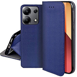 Htdmobiles Housse etui portefeuille avec coque interieure en silicone pour Xiaomi Redmi Note 13 Pro 4G / Poco M6 Pro 4G + film ecran - BLEU MAGNET pas cher