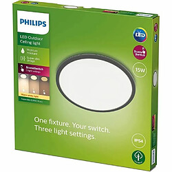 PHILIPS Plafonnier LED SUPERSLIM - 15W - IP54 - Noir