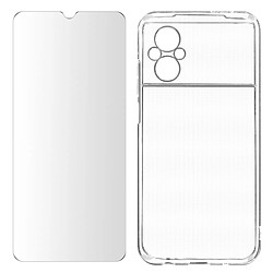 Avizar Coque pour Xiaomi Poco M5 Silicone Gel et Film Verre Trempé 9H transparent