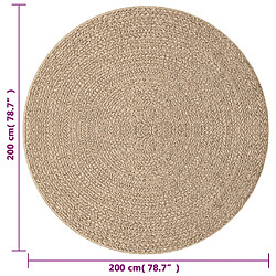 vidaXL Tapis ZIZUR Ø 200 cm aspect de jute intérieur et extérieur pas cher