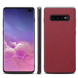 Wewoo Coque Pour Galaxy S10 Denior V7 Housse de protection en cuir de vachette de luxe de rouge foncé