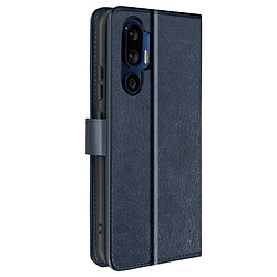 Avizar Étui pour HTC U24 Pro Design Vintage Clapet Portefeuille Support Vidéo Bleu Nuit