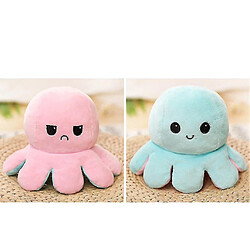 Universal Mignonne douce émulation réversible poupée poulpe double face flip peluche (bleu/rose)