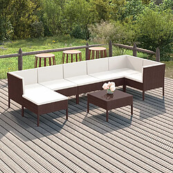 vidaXL Salon de jardin 8 pcs avec coussins résine tressée marron