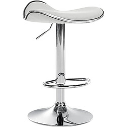 Decoshop26 Tabouret de bar x1 assise ergonomique en PVC blanc pied en trompette en métal aspect chromé 10_0005377