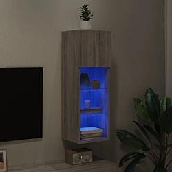 Maison Chic Meuble TV avec lumières LED, Banc TV pour salon, Meuble de rangement sonoma gris 30,5x30x90 cm -GKD17057 pas cher