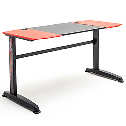 Pegane Bureau d'ordinateur / Table de jeu coloris noir et rouge - Longueur 140 x Hauteur 72 x Profondeur 65 cm