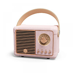 General Haut-parleur rétro Bluetooth portable, style TV haut-parleur vintage, haut-parleur vintage rétro sans fil amélioré avec fente pour carte TF, micro intégré, connexion sans fil Bluetooth 5.0 (rose)