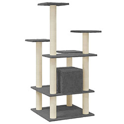 Avis Helloshop26 Arbre à chat meuble tour grimper jouet grattage grattoir escalade plateforme avec griffoirs en sisal foncé 110 cm gris 02_0022643