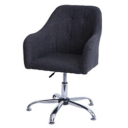 Decoshop26 Chaise de salle à manger fauteuil de bureau avec accoudoir siège rotatif réglable en hauteur métal et tissu gris foncé 04_0006346