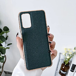 Coque en TPU + cuir véritable électroplaqué pour votre Xiaomi Redmi Note 11 4G (Qualcomm)/Note 11S 4G - vert nuit