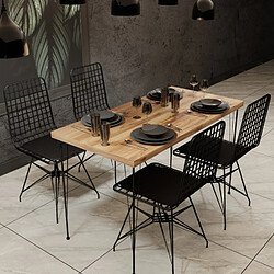 Concept Usine Ensemble repas table et chaises industriel bois et noir SQUARE