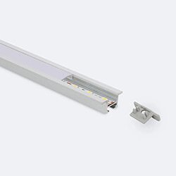 Ledkia Profilé Aluminium Encastré Plafond avec Clips 1m pour Rubans LED jusqu'à 12mm Capot translucide 1 m