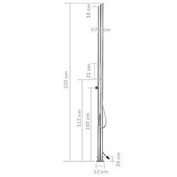 vidaXL Douche de jardin avec base gris 225 cm Acier inoxydable pas cher