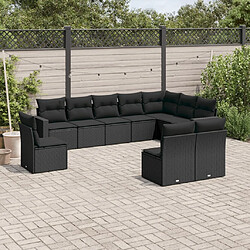 Maison Chic Salon de jardin 10 pcs avec coussins | Ensemble de Table et chaises | Mobilier d'Extérieur noir résine tressée -GKD28626