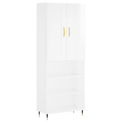 vidaXL Buffet haut Blanc brillant 69,5x34x180 cm Bois d'ingénierie