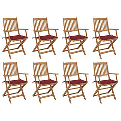 vidaXL Chaises pliables d'extérieur et coussins lot de 8 Bois d'acacia