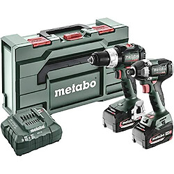 Metabo SBLTBL+SSDLT200BL -Perceuse-visseuse à percussion sans fil, Clé à chocs sans fil + batterie, chargeur