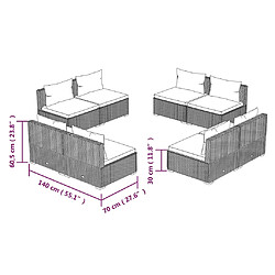 Acheter vidaXL Salon de jardin 8 pcs avec coussins résine tressée gris