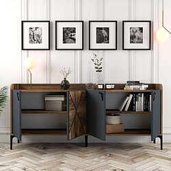 Acheter Hanah Home Buffet en aggloméré 4 portes Venedik noyer + anthracite.