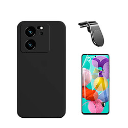 Kit Film de Hydrogel Étui Complète Devant + Étui Silicone Liquide + SuppOrt Magnétique L Safe Driving Voiture Phonecare pour Xiaomi 13T - Noir