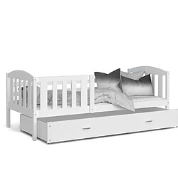 Kids Literie Lit Enfant Teo 90x190 Blanc - blanc Livré avec sommiers, tiroir et matelas en mousse de 7cm