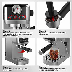 iceagle Machine à Expresso avec Buse à Mousse de lait CM1665B 1350W, 20 Bar Pression de l'espresso pas cher