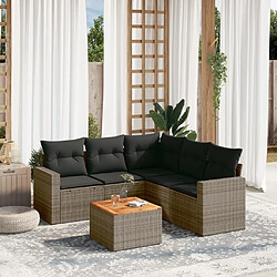 Maison Chic Salon de jardin 6 pcs avec coussins | Ensemble de Table et chaises | Mobilier d'Extérieur gris résine tressée -GKD13908