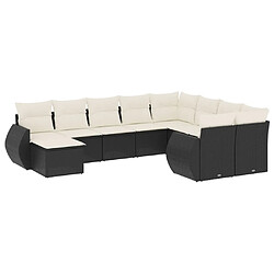 Maison Chic Salon de jardin 10 pcs avec coussins | Ensemble de Table et chaises | Mobilier d'Extérieur noir résine tressée -GKD73097