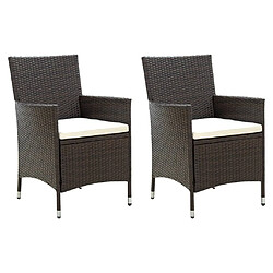 Maison Chic Lot de 2 Chaises de jardin,Fauteuil d'extérieur avec coussins Résine tressée Marron -MN98694