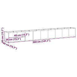 vidaXL Jardinière 360x40x40 cm acier inoxydable pas cher